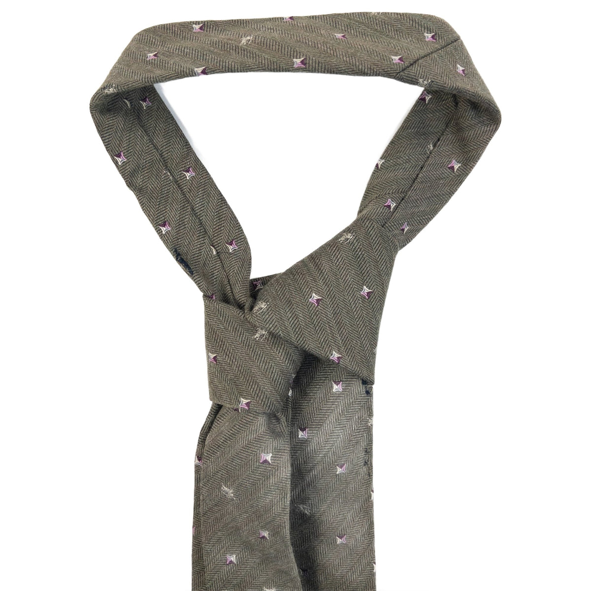 Vintage 2000s Burberry Monogram Silk Tie in khaki, photo 4