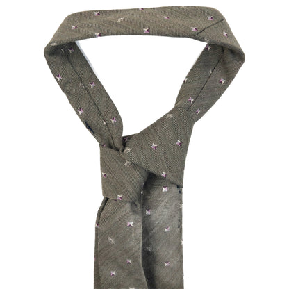 Vintage 2000s Burberry Monogram Silk Tie in khaki, photo 4