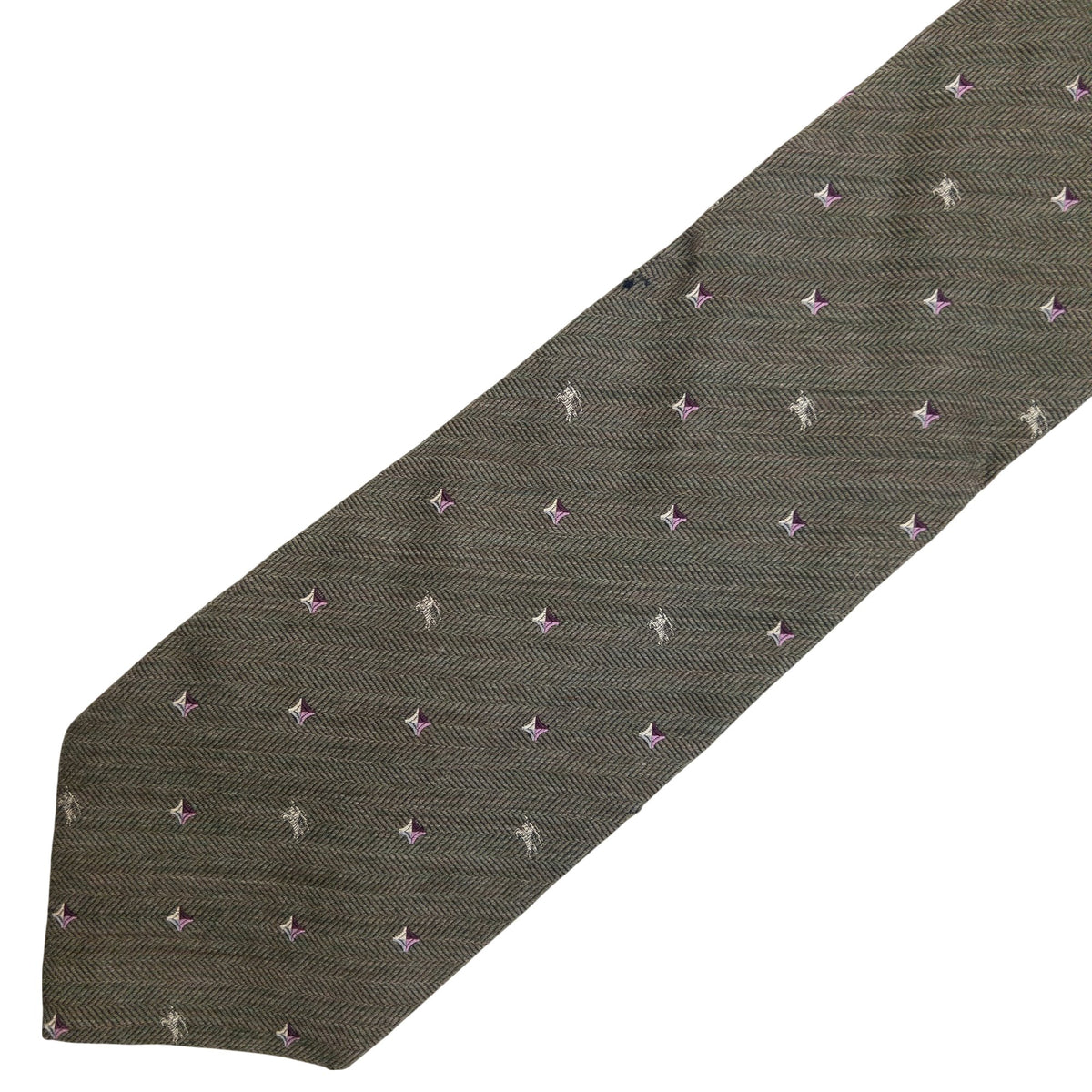 Vintage 2000s Burberry Monogram Silk Tie in khaki, photo 5