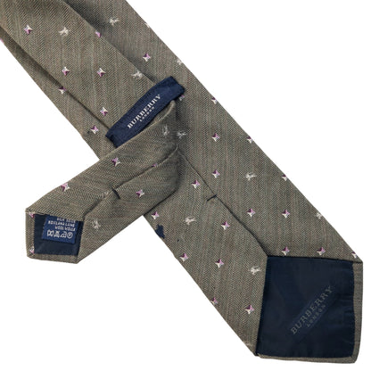 Vintage 2000s Burberry Monogram Silk Tie in khaki, photo 6