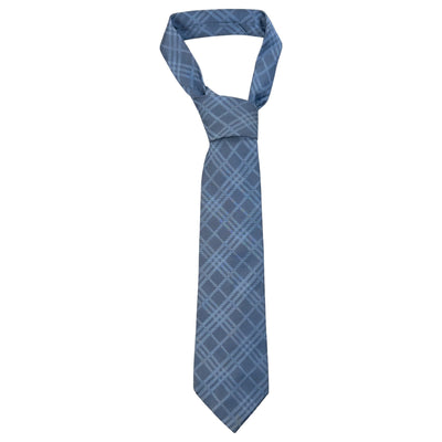 Vintage 2000s Burberry London Nova Check Silk Tie in blue, navy accent colour