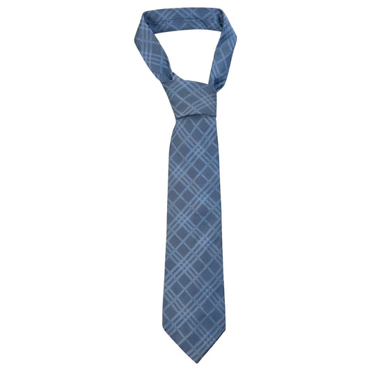 Vintage 2000s Burberry London Nova Check Silk Tie in blue, navy accent colour