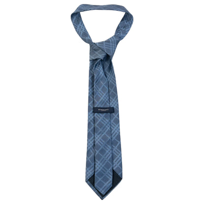 Vintage 2000s Burberry London Nova Check Silk Tie in blue, photo 3