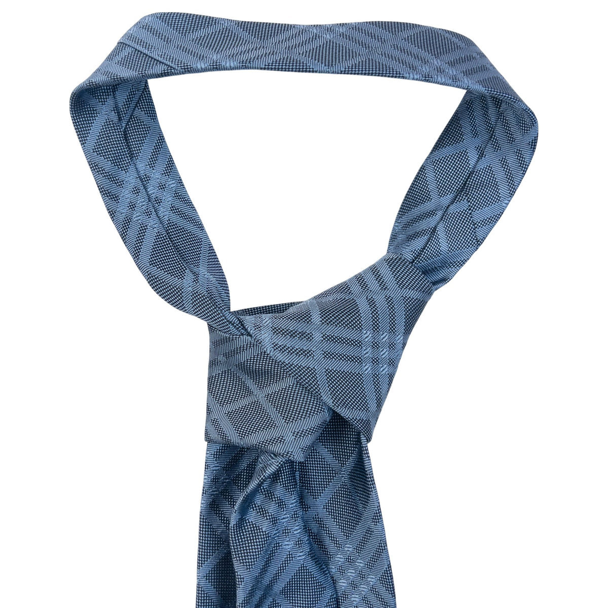Vintage 2000s Burberry London Nova Check Silk Tie in blue, photo 4