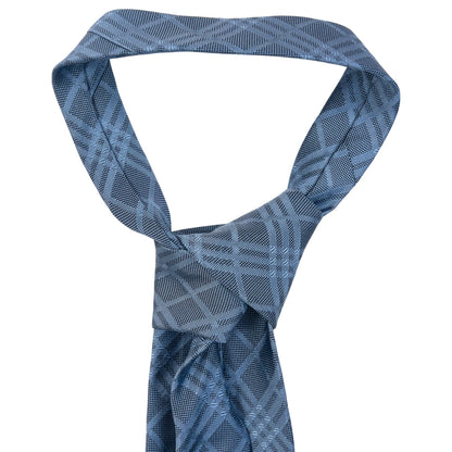Vintage 2000s Burberry London Nova Check Silk Tie in blue, photo 4