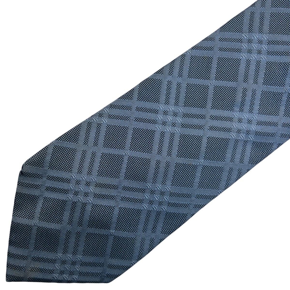 Vintage 2000s Burberry London Nova Check Silk Tie in blue, photo 5