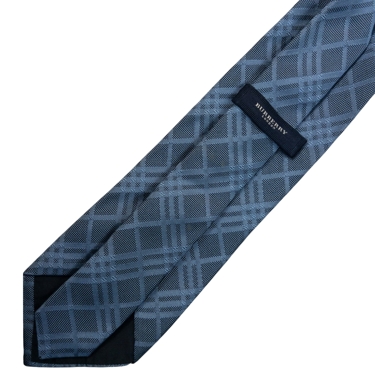 Vintage 2000s Burberry London Nova Check Silk Tie in blue, photo 6