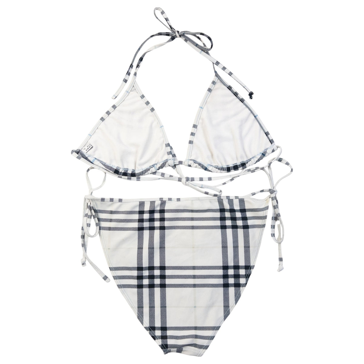 Vintage 2000s Burberry London Nova Check Triangle Bikini in white, photo 4