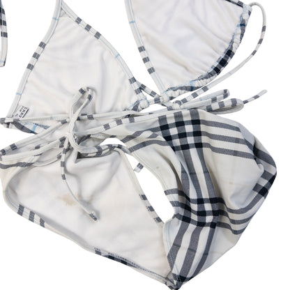 Vintage 2000s Burberry London Nova Check Triangle Bikini in white, photo 6