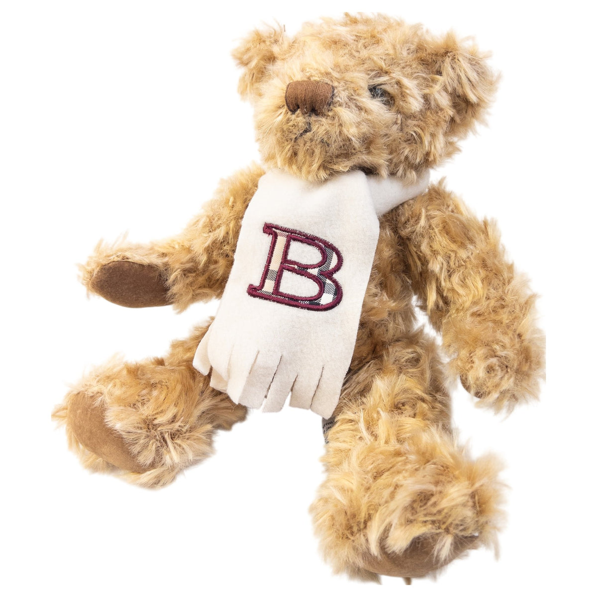 Vintage 2000s Burberry Teddy Bear With Scarf in beige, cream accent colour