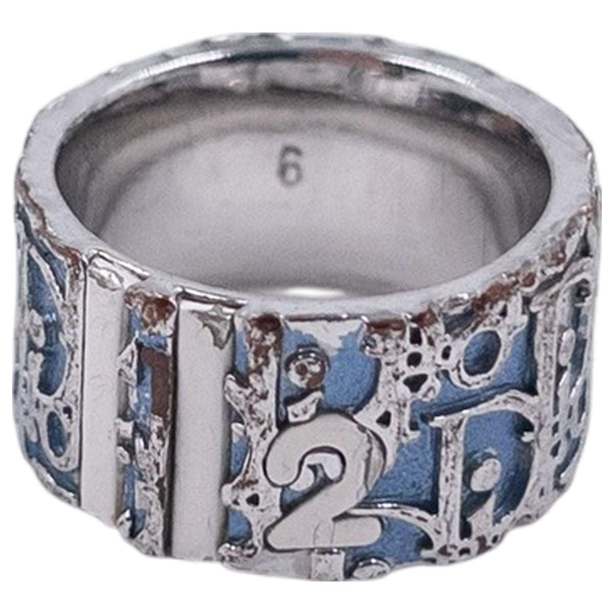 Vintage 2000s Dior Trotter Monogram Logo Band Ring in silver, photo 2