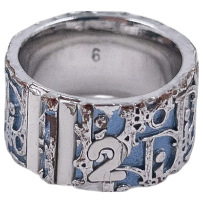 Vintage 2000s Dior Trotter Monogram Logo Band Ring in silver, photo 2