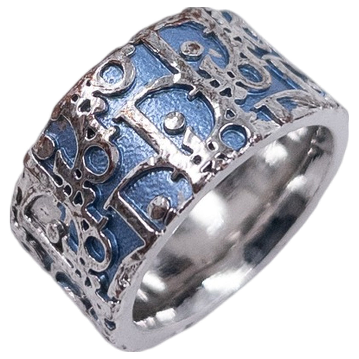 Vintage 2000s Dior Trotter Monogram Logo Band Ring in silver, photo 4