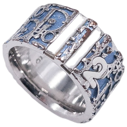 Vintage 2000s Dior Trotter Monogram Logo Band Ring in silver, photo 5