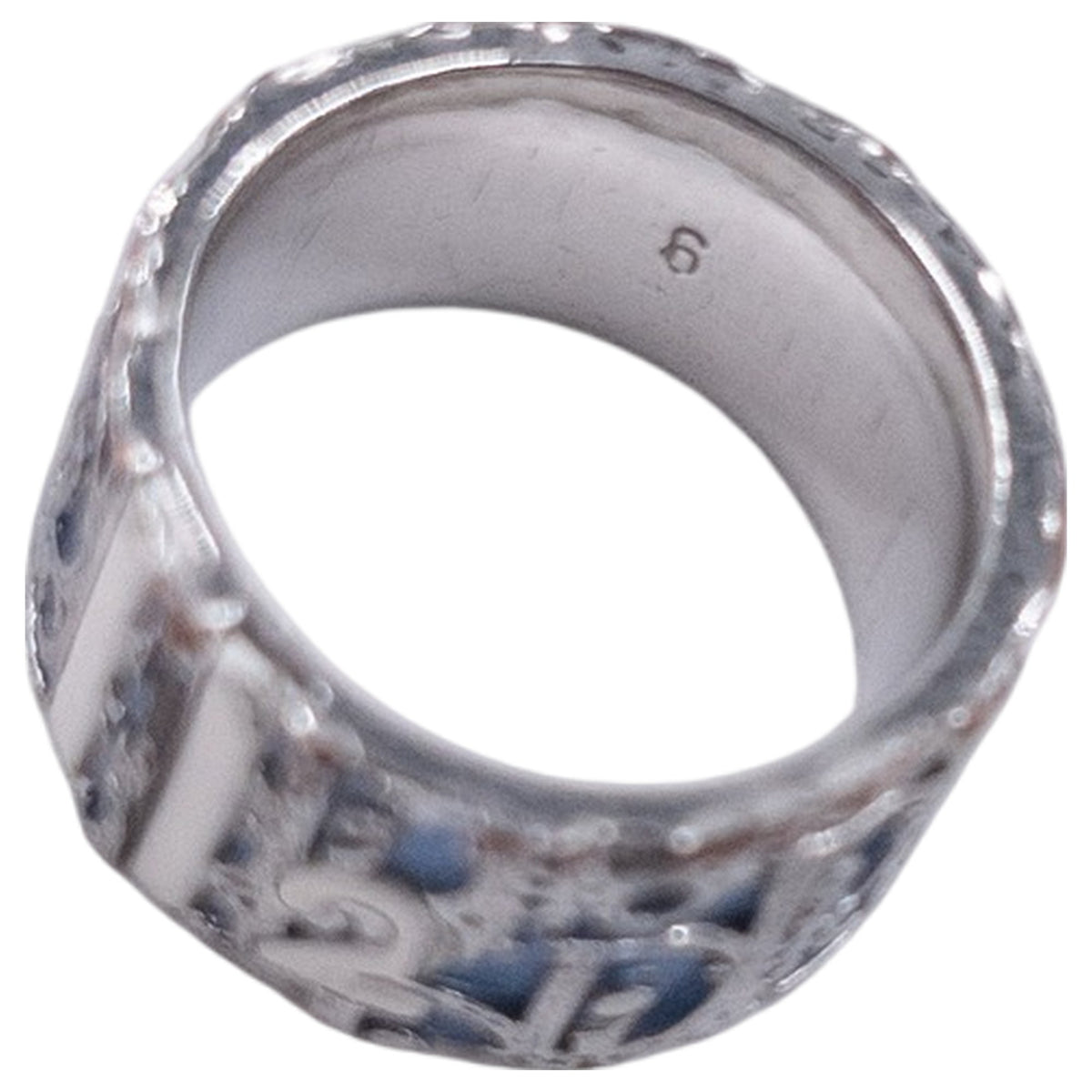 Vintage 2000s Dior Trotter Monogram Logo Band Ring in silver, photo 6