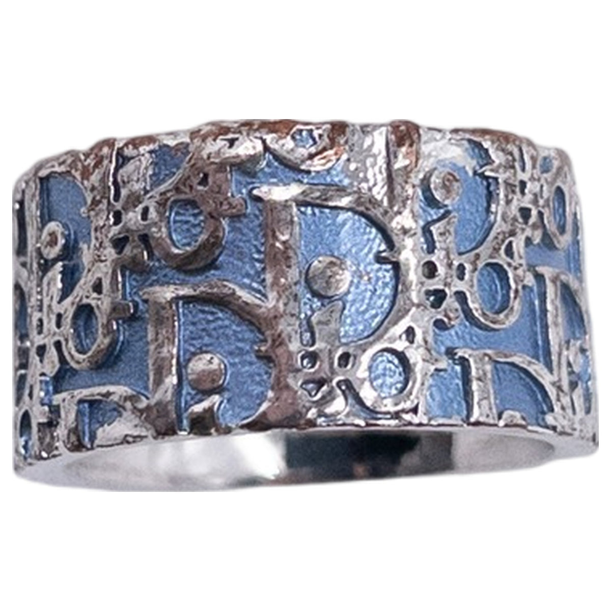 Vintage 2000s Dior Trotter Monogram Logo Band Ring in silver, photo 7