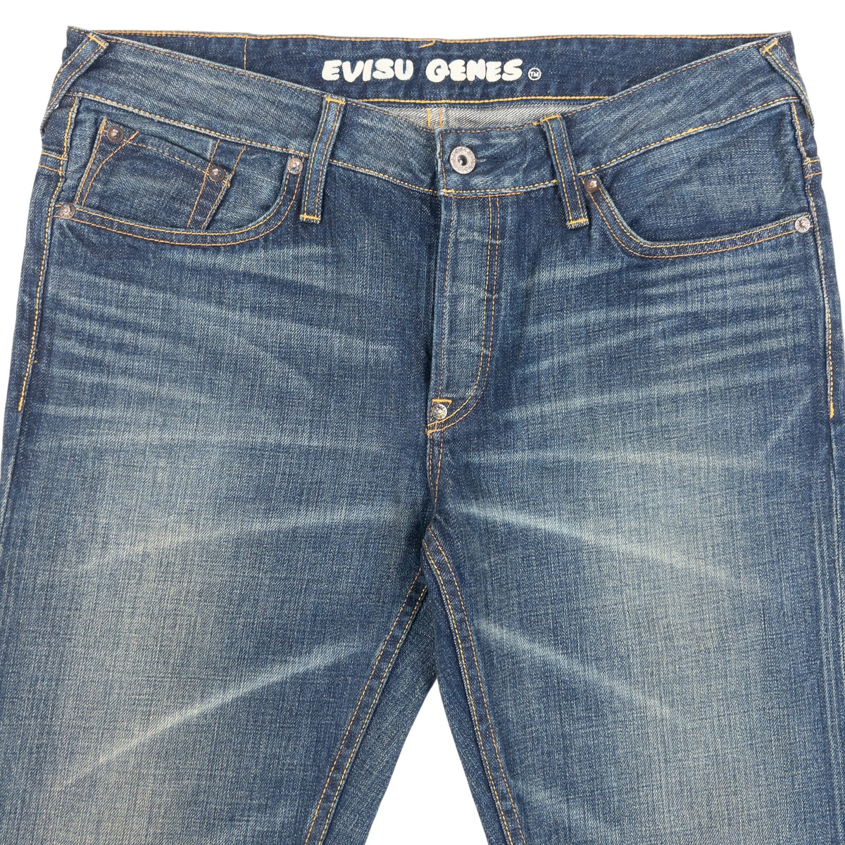 Vintage 2000s Evisu Genes Daicock Seagull Print Straight Leg Jeans in blue, photo 4