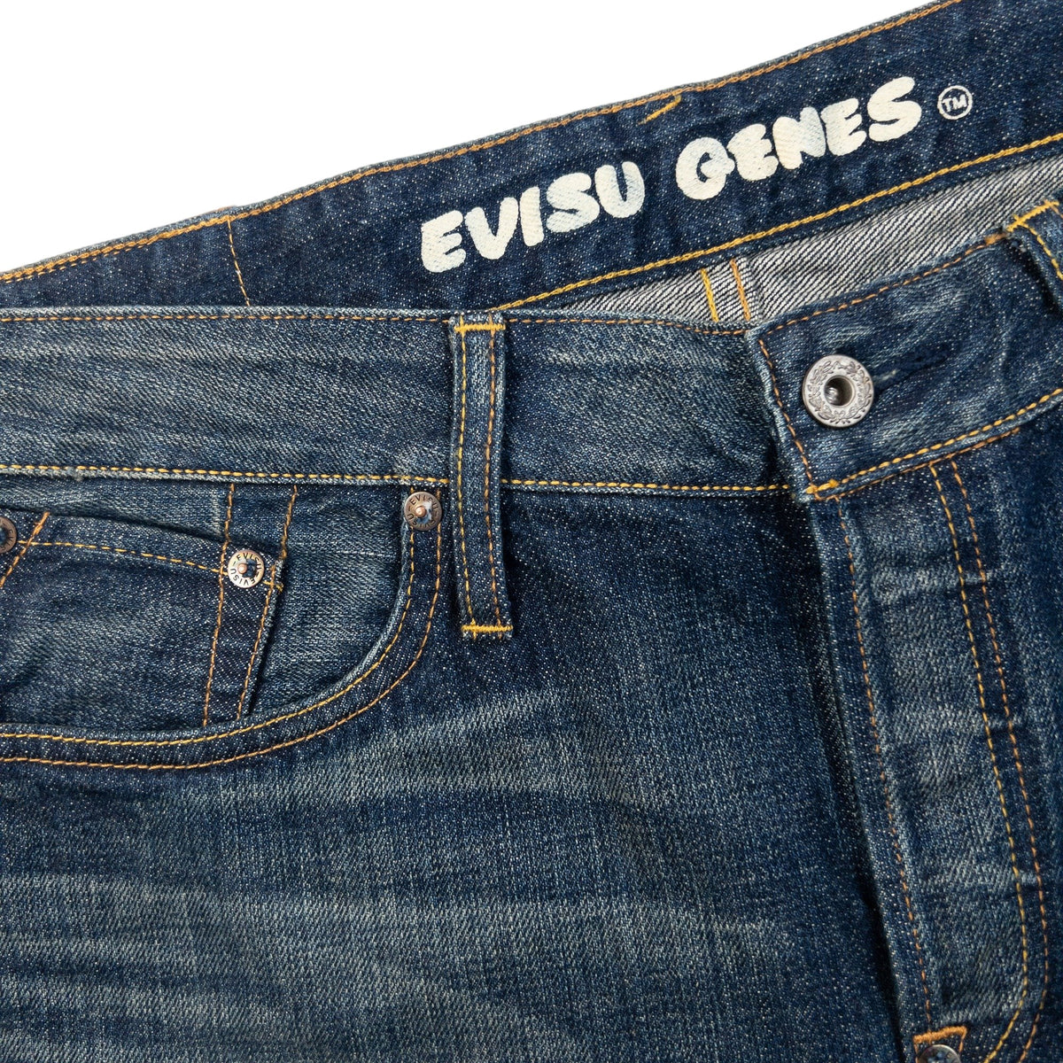 Vintage 2000s Evisu Genes Daicock Seagull Print Straight Leg Jeans in blue, photo 5