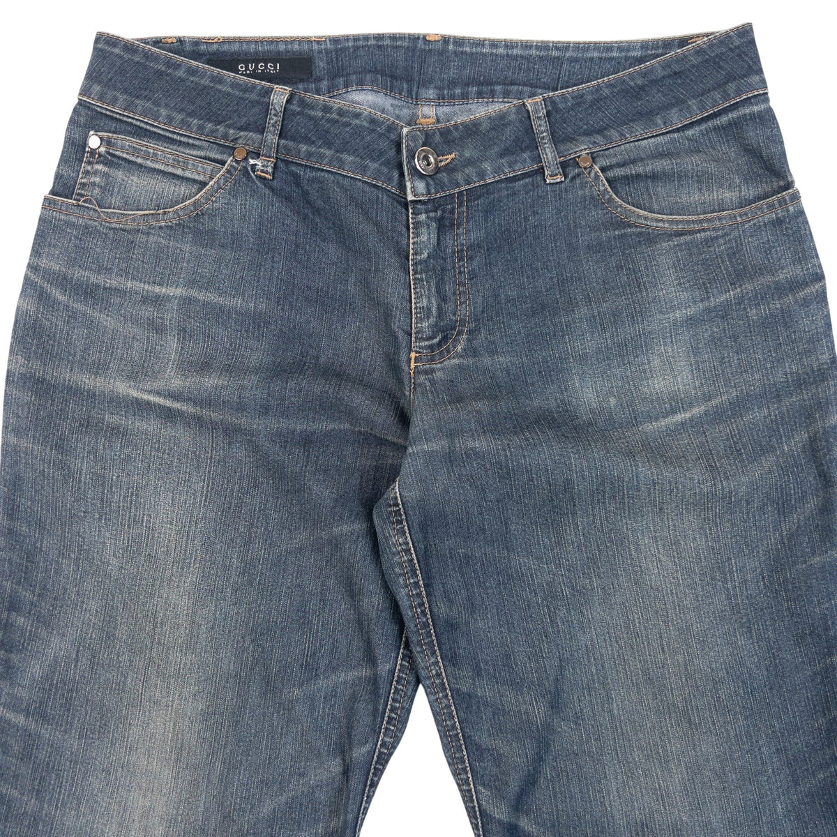 Vintage 2000s Gucci Washed Denim Straight Leg Jeans in blue, photo 4