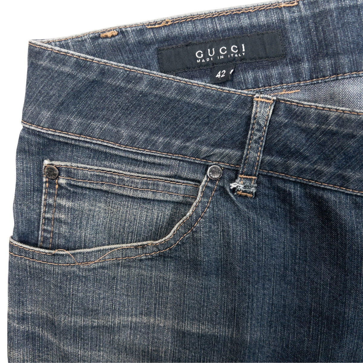 Vintage 2000s Gucci Washed Denim Straight Leg Jeans in blue, photo 5
