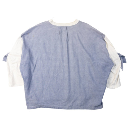 Vintage 2000s Mercibeaucoup Cuff Tie Sleeve Chambray Panel Long Sleeve T Shirt in cream, photo 2