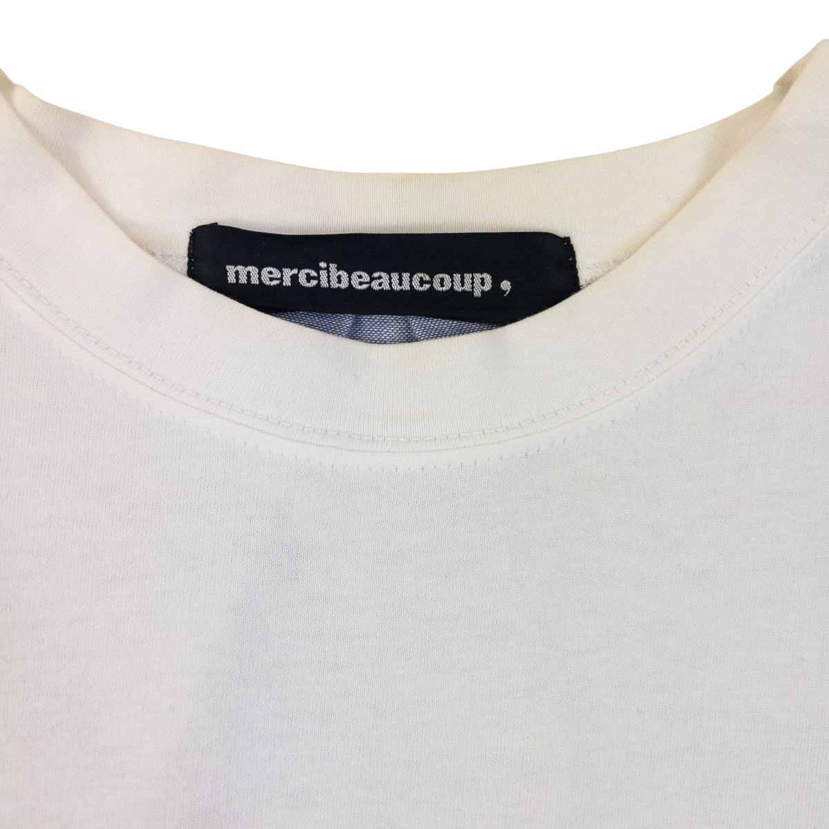 Vintage 2000s Mercibeaucoup Cuff Tie Sleeve Chambray Panel Long Sleeve T Shirt in cream, photo 3