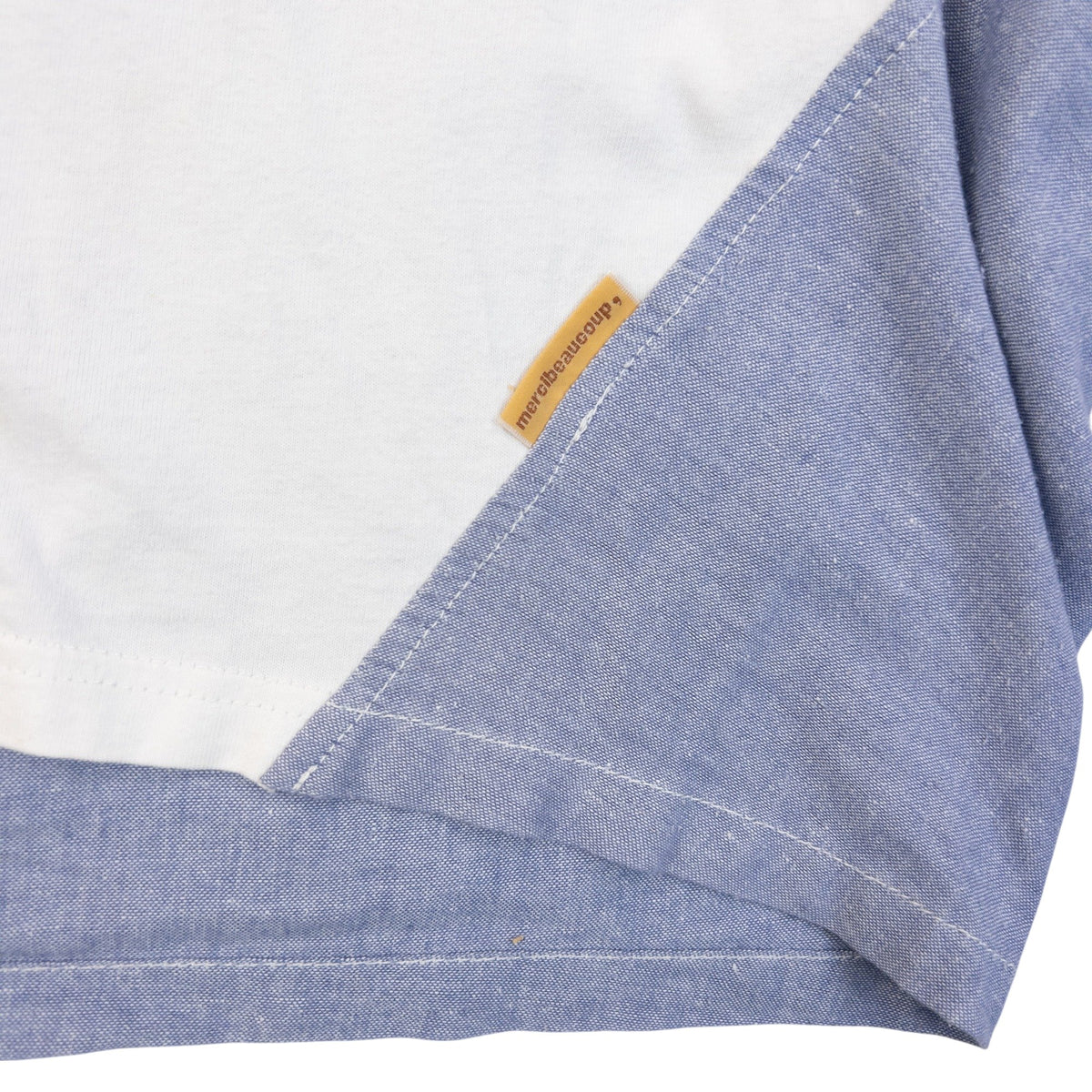 Vintage 2000s Mercibeaucoup Cuff Tie Sleeve Chambray Panel Long Sleeve T Shirt in cream, photo 4