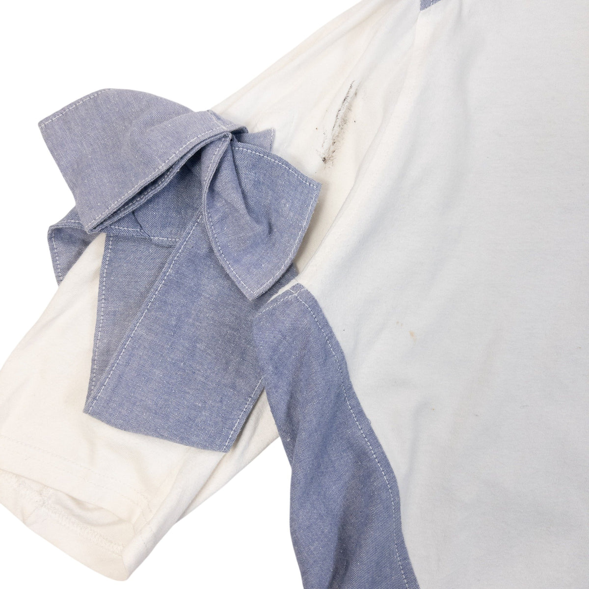 Vintage 2000s Mercibeaucoup Cuff Tie Sleeve Chambray Panel Long Sleeve T Shirt in cream, photo 5