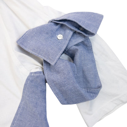 Vintage 2000s Mercibeaucoup Cuff Tie Sleeve Chambray Panel Long Sleeve T Shirt in cream, photo 6
