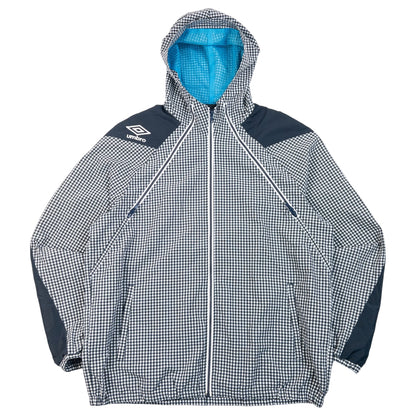 Vintage 2000s Umbro Gingham Zip Up Hooded Jacket in navy, photo 2