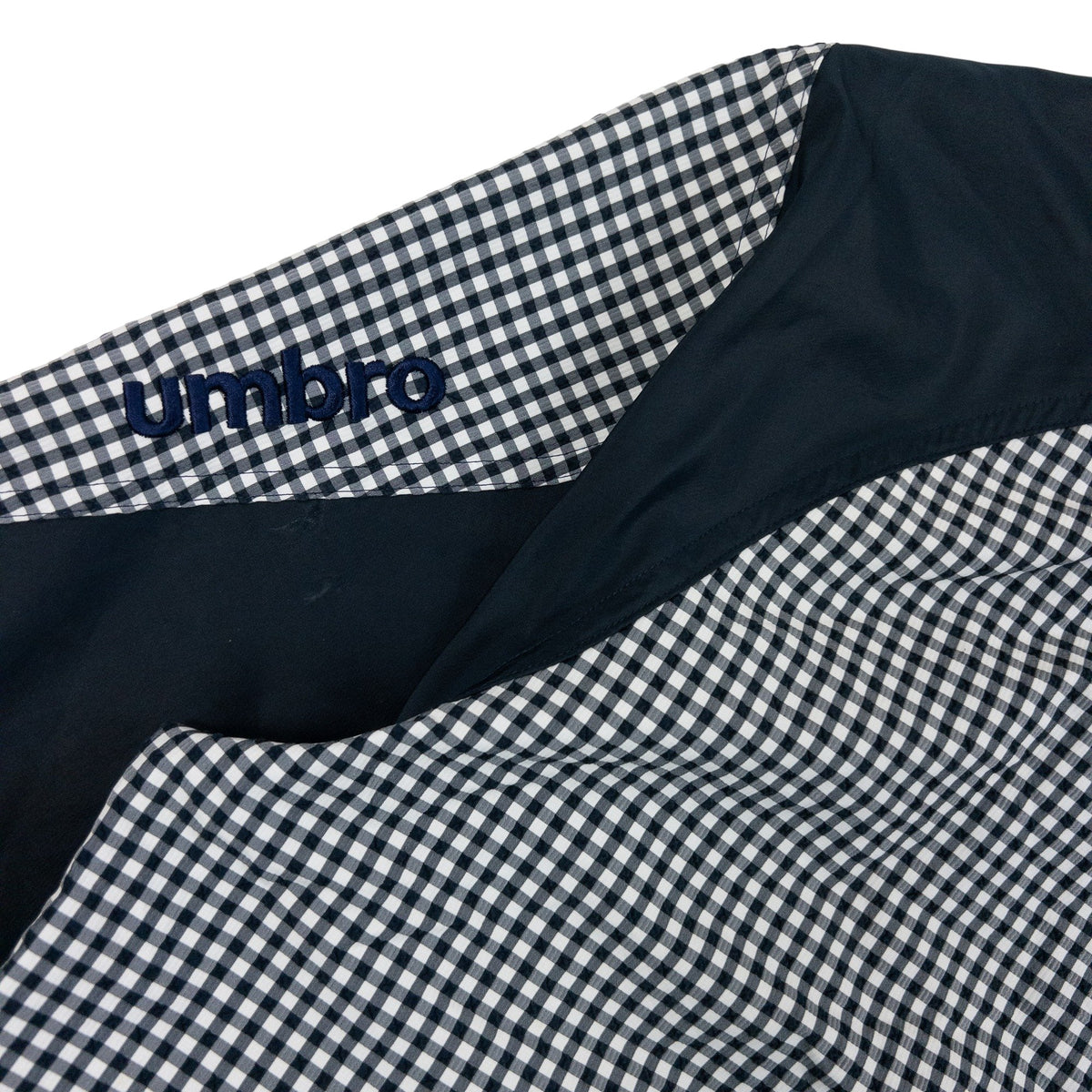 Vintage 2000s Umbro Gingham Zip Up Hooded Jacket in navy, photo 4