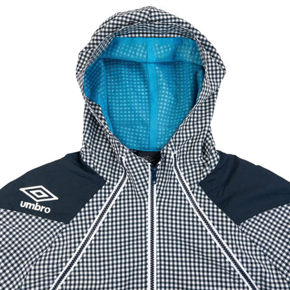 Vintage 2000s Umbro Gingham Zip Up Hooded Jacket in navy, photo 5