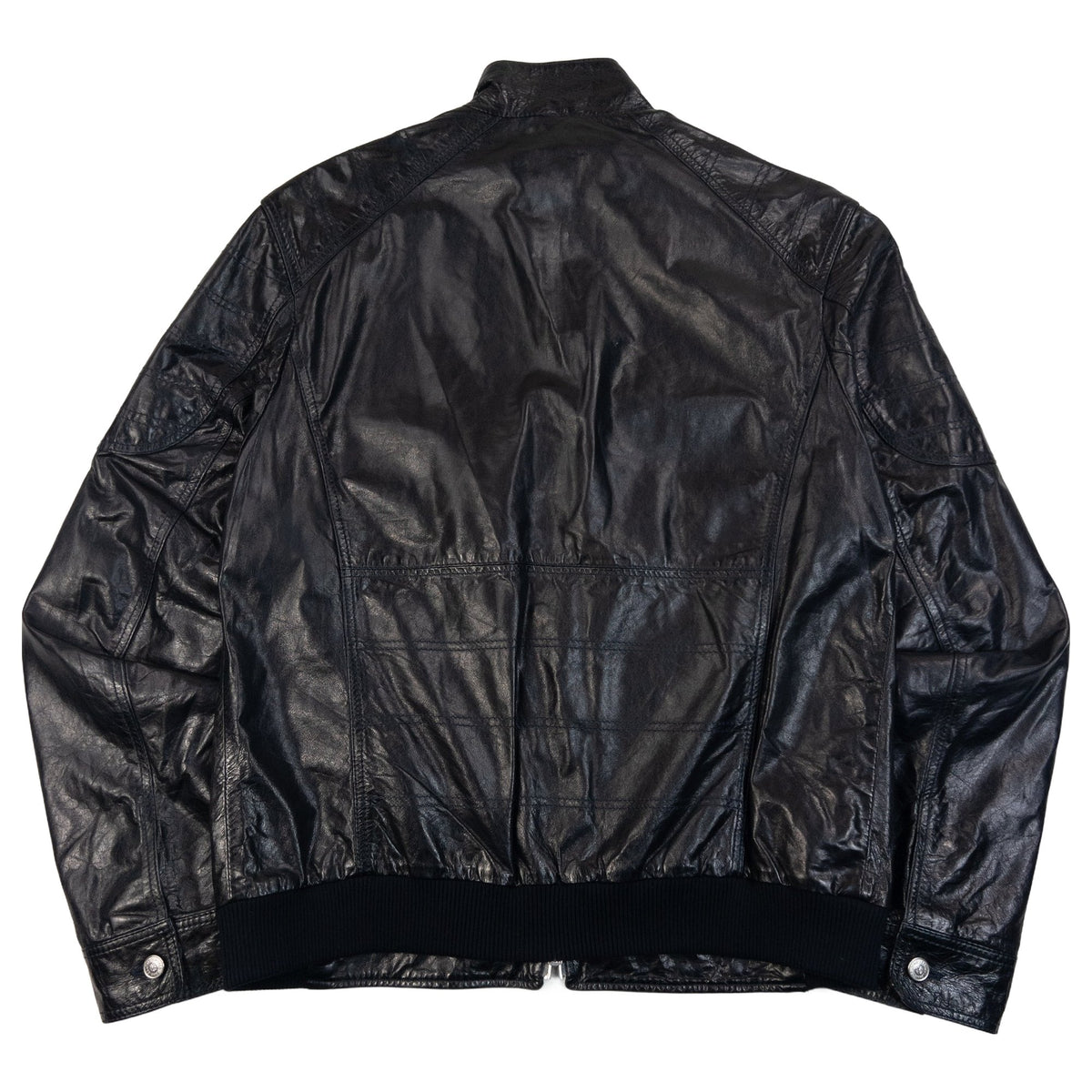 Vintage 2000s Versace Jeans Couture Leather Zip Up Jacket in black, photo 2