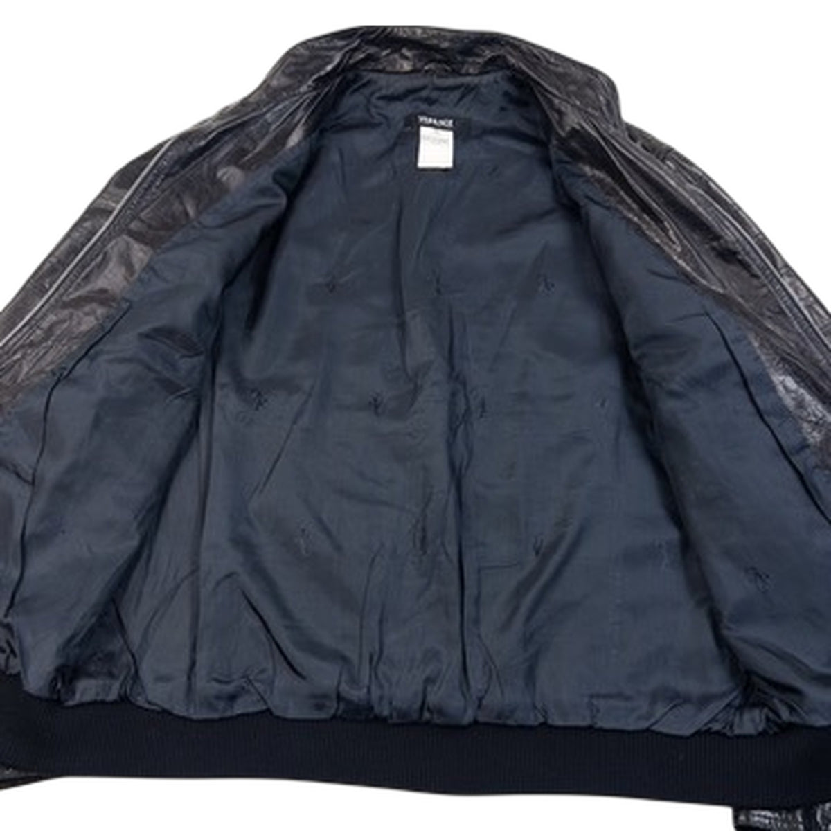 Vintage 2000s Versace Jeans Couture Leather Zip Up Jacket in black, photo 4