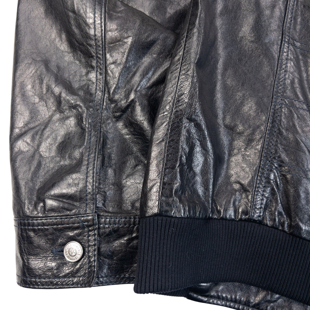 Vintage 2000s Versace Jeans Couture Leather Zip Up Jacket in black, photo 6