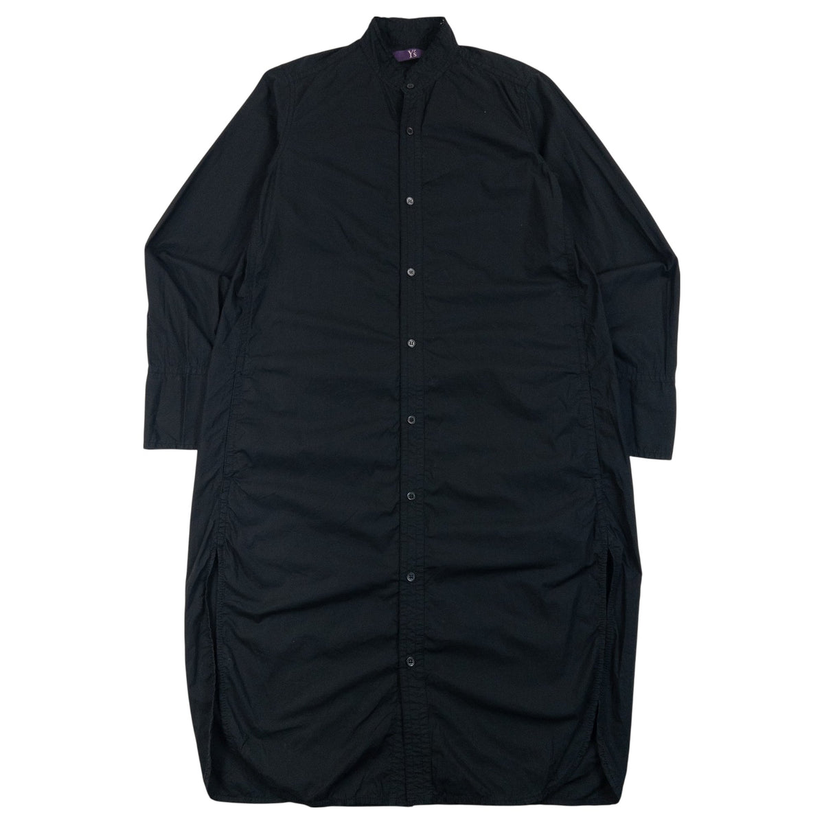 Vintage 2000s Yohji Yamamoto Y's Button Up Long Sleeve Dress in black, band collar