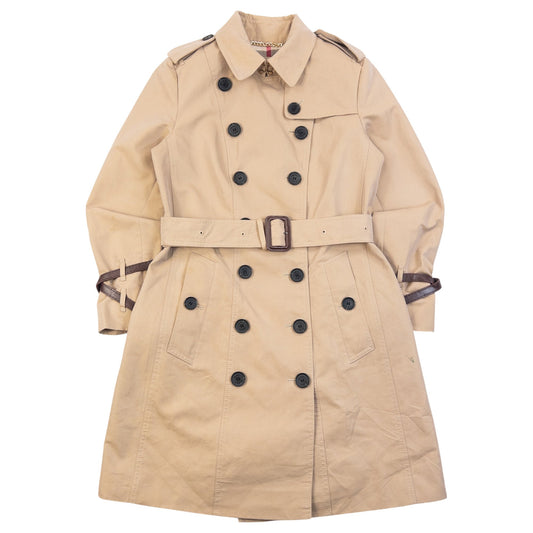 Vintage 2010s Burberry Brit Belted Trench Jacket in beige, brown accent colour
