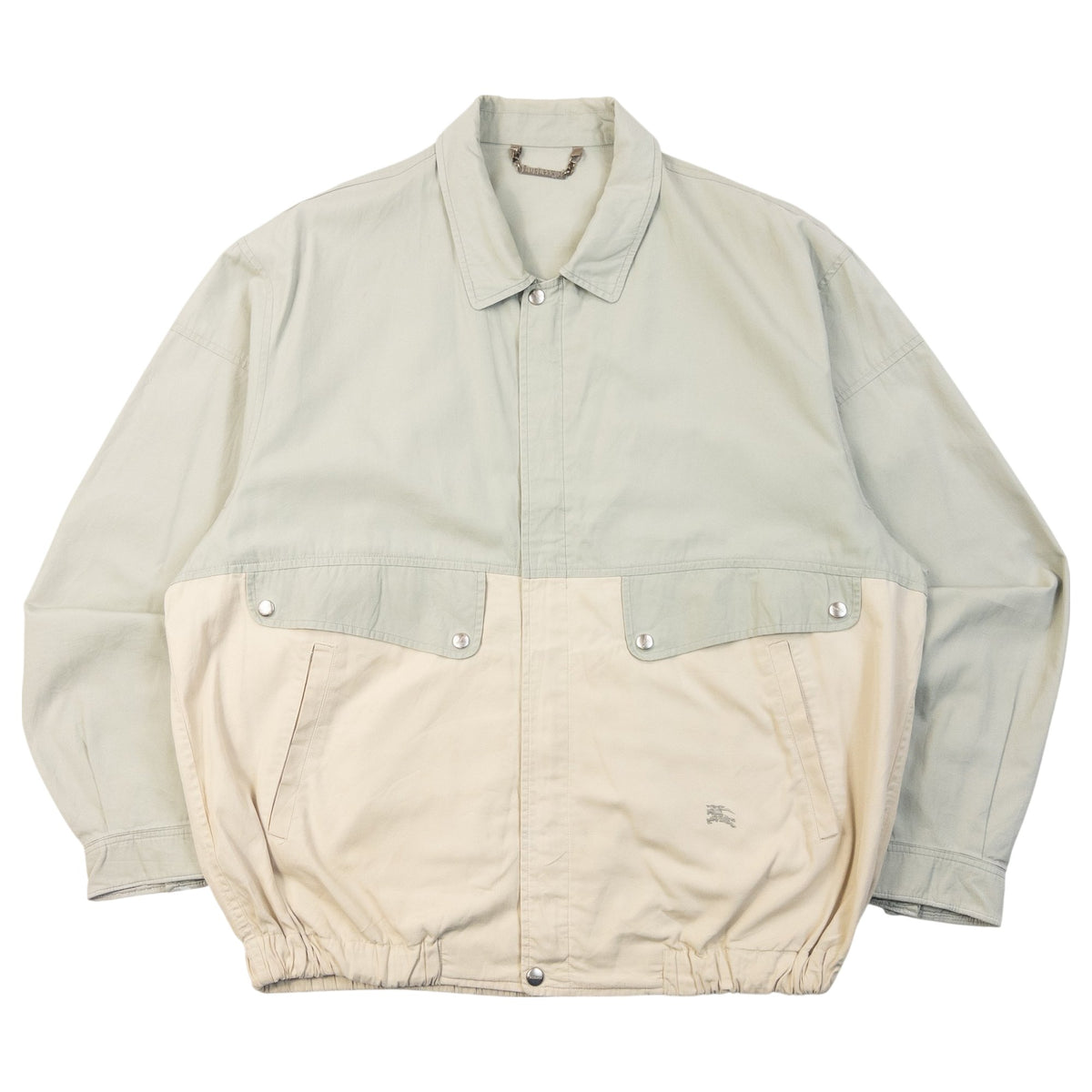 Vintage 90s Burberrys Colour Block Zip Up Jacket in beige, green accent colour