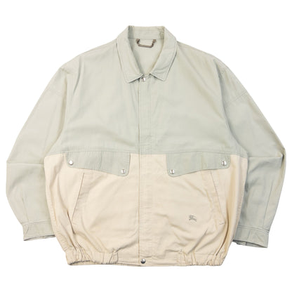 Vintage 90s Burberrys Colour Block Zip Up Jacket in beige, green accent colour