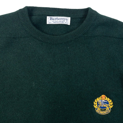 Vintage 90s Burberrys Crest Logo Lambswool Jumper in green, photo 3