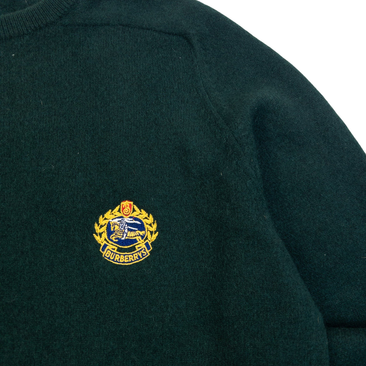 Vintage 90s Burberrys Crest Logo Lambswool Jumper in green, photo 4