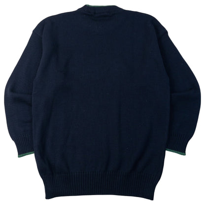 Vintage 90s Burberrys Knight Crest Logo Knit Jumper in navy, photo 2