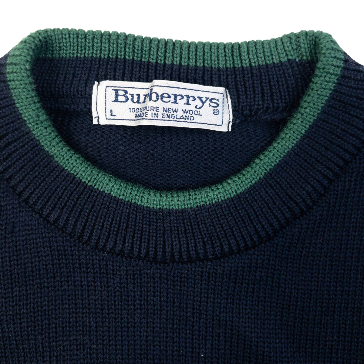 Vintage 90s Burberrys Knight Crest Logo Knit Jumper in navy, photo 5