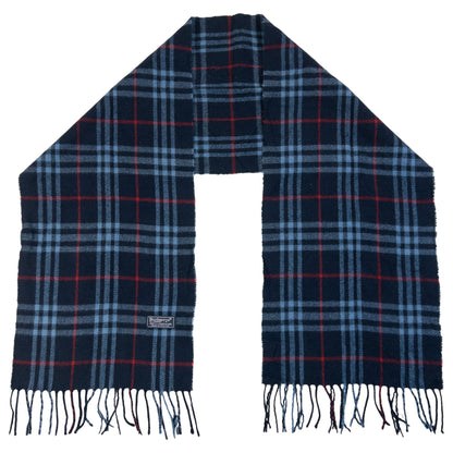 Vintage 90s Burberrys Nova Check Lambswool Scarf in navy, photo 2