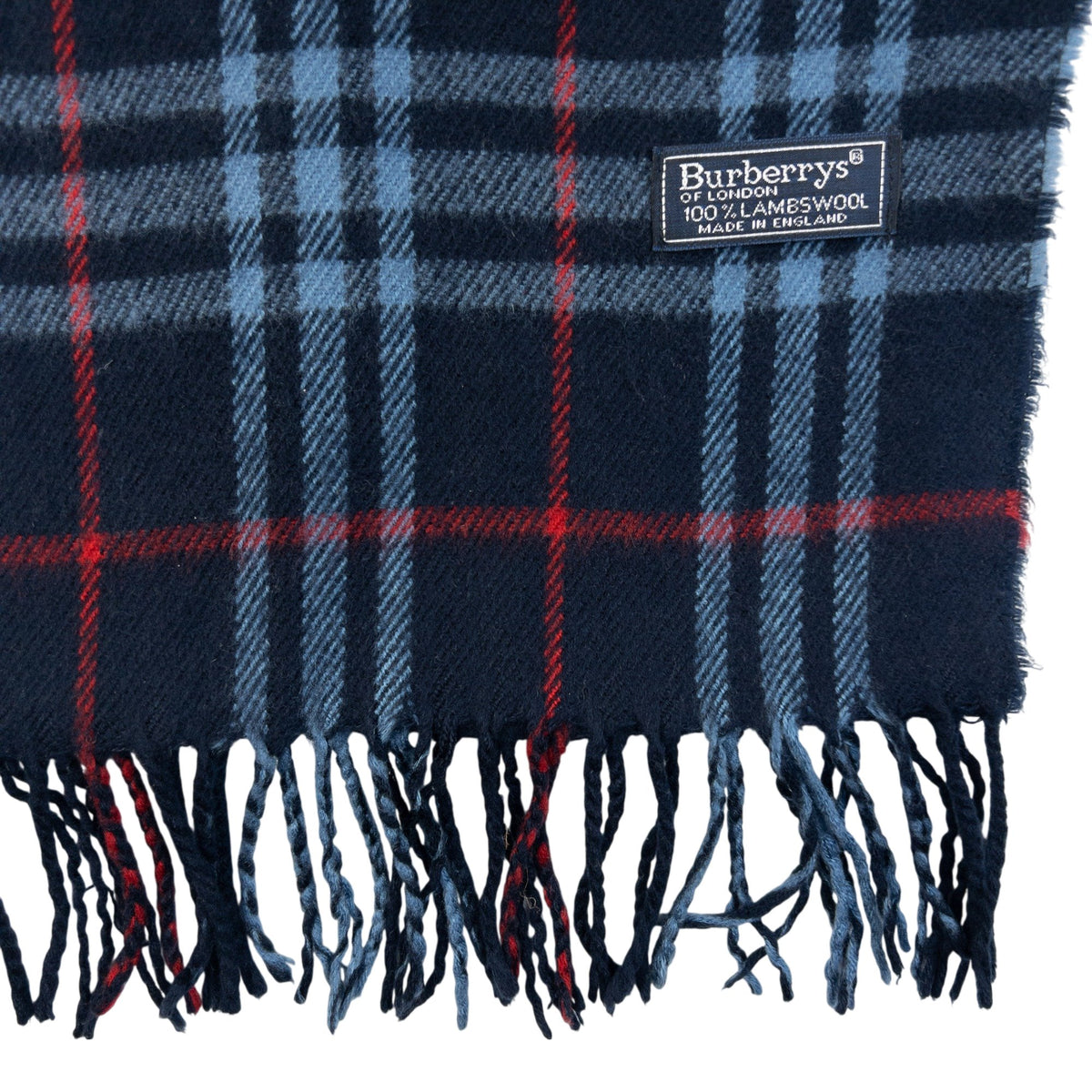 Vintage 90s Burberrys Nova Check Lambswool Scarf in navy, photo 3