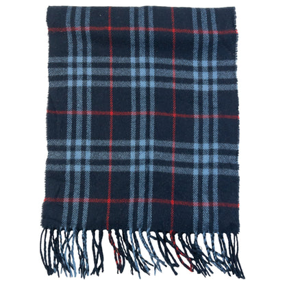 Vintage 90s Burberrys Nova Check Lambswool Scarf in navy, photo 4