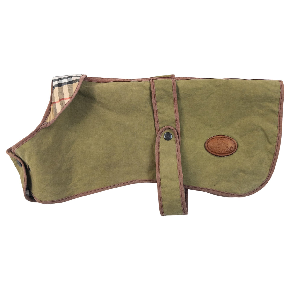 Vintage 90s Burberrys Nova Check Lined Dog Jacket in khaki, beige accent colour