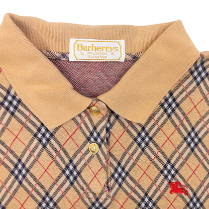 Vintage 90s Burberrys Nova Check Polo Shirt in beige, photo 3