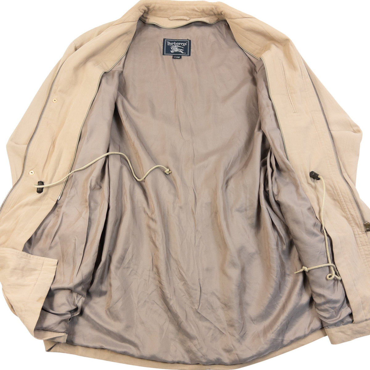 Vintage 90s Burberrys Zip Up Button Up Drawstring Waist Jacket in beige, photo 4