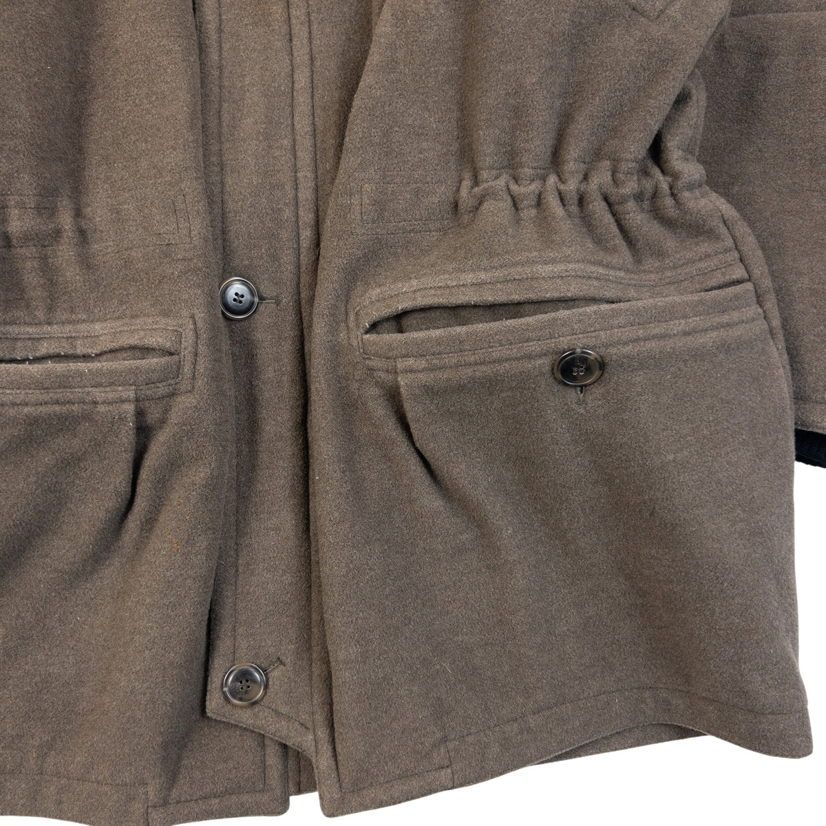 Vintage 90s Hugo Boss Wool Cashmere Button Up Funnel Neck Jacket in brown, photo 4